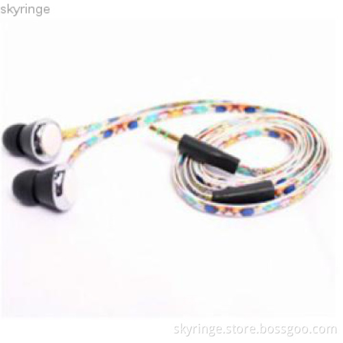 Flat cable in-ear earphone,stereo earpieces with mic